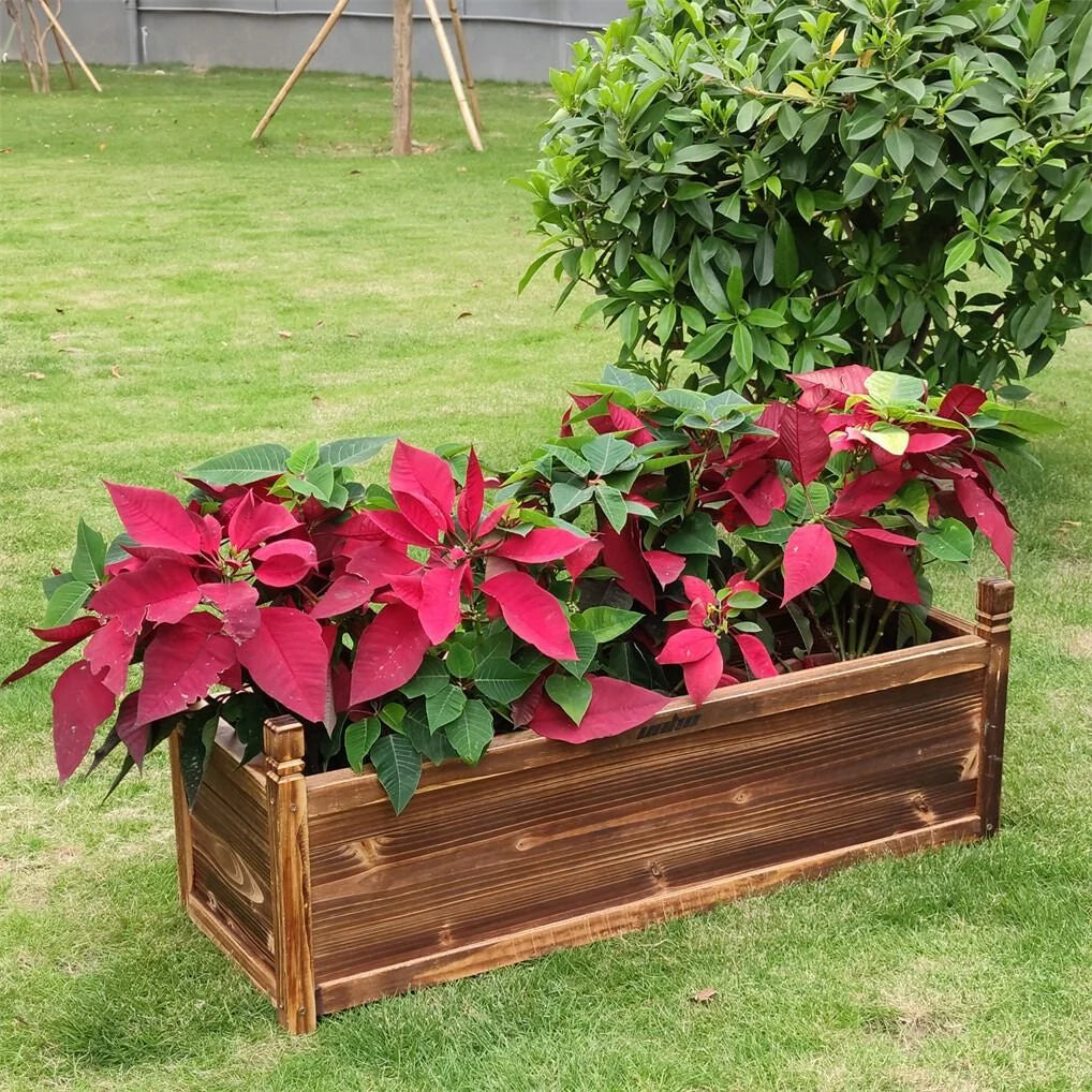 Large Raised Garden Bed Wooden Planter 90x30x33cm - Home &