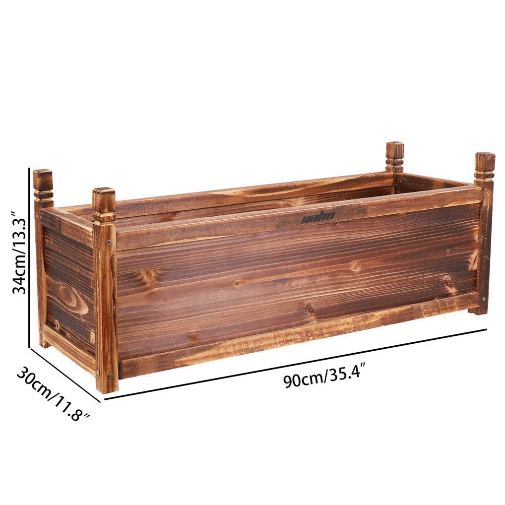 Large Raised Garden Bed Wooden Planter 90x30x33cm - Home &