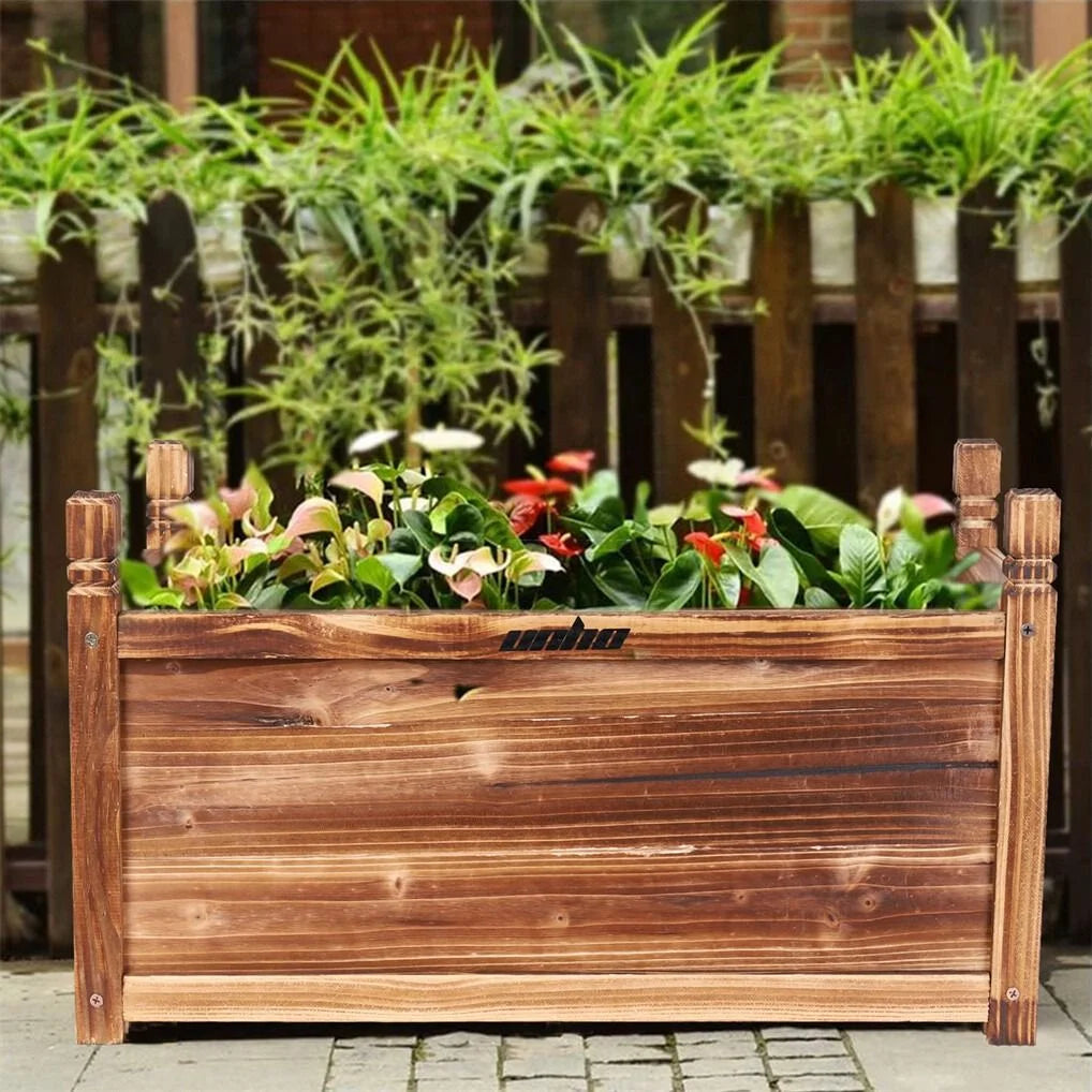 Large Raised Garden Bed Wooden Planter 90x30x33cm - Home &
