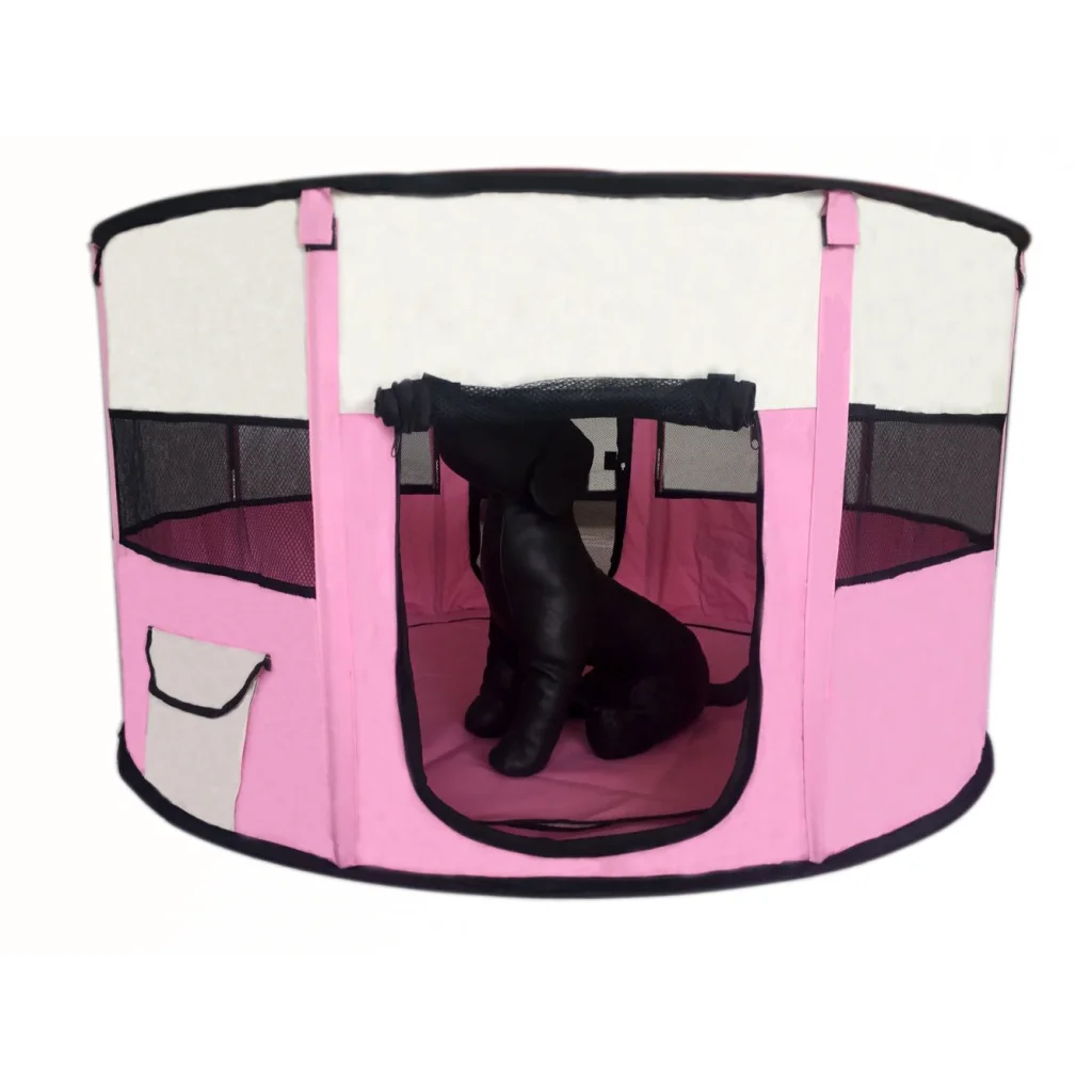Large Round Portable Soft Playpen Dog Cat Rabbit Puppy Pink