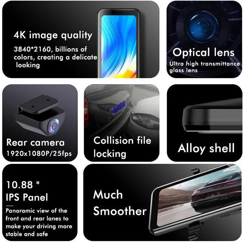 Large Screen Car Recorder with Dual Recording and Night
