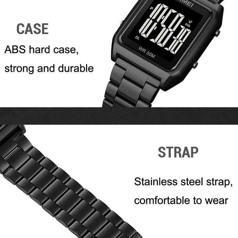 Large Screen Men Multi-function Luminous Watch with Steel