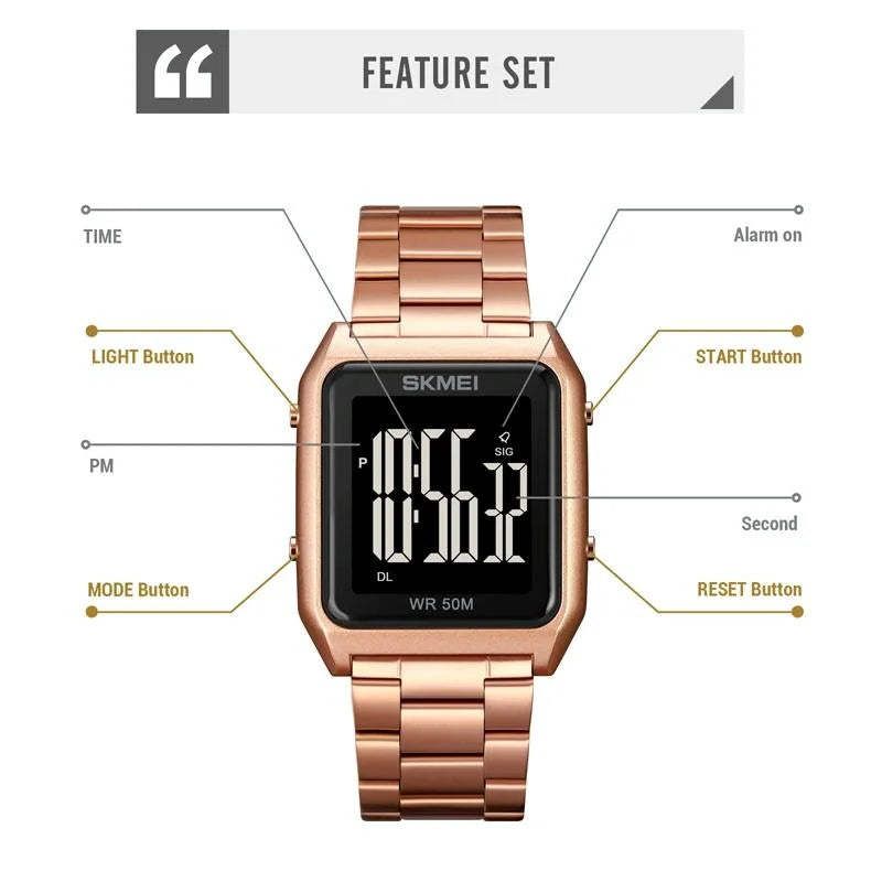 Large Screen Men Multi-function Luminous Watch with Steel