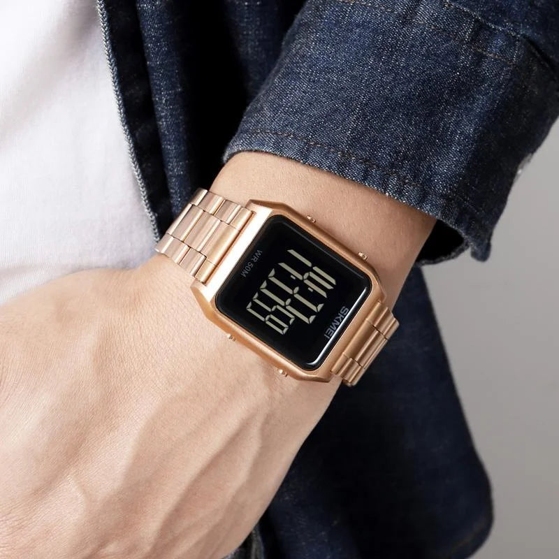 Large Screen Men Multi-function Watch with Steel Belt