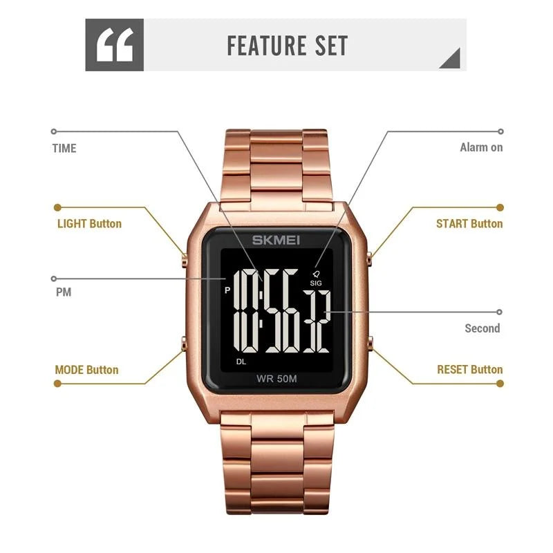 Large Screen Men Multi-function Watch with Steel Belt