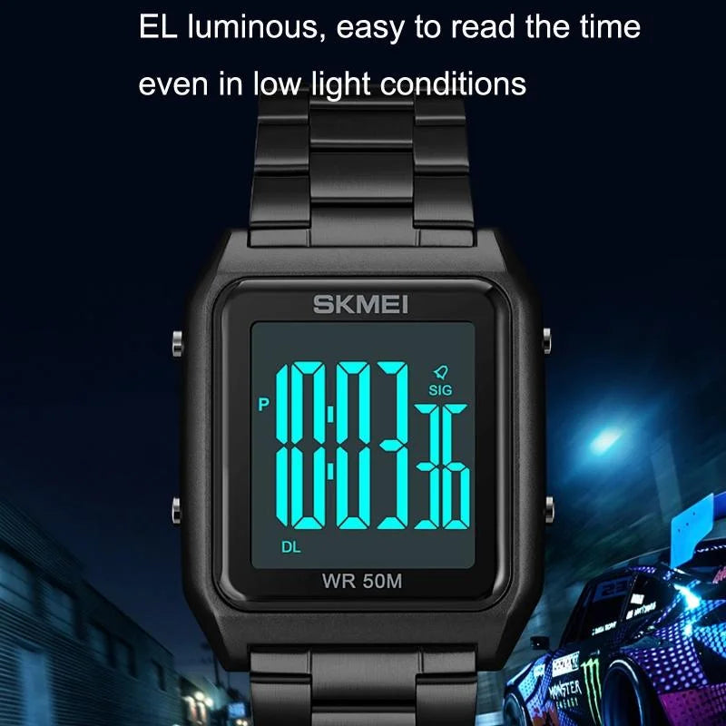 Large Screen Men Multi-function Watch with Steel Belt