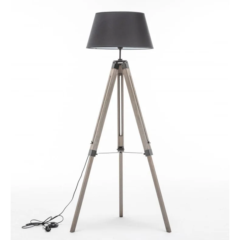 LARGE TRIPOD FLOOR LAMP Linen Shade Modern Light Retro