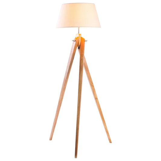 Large Tripod Floor Lamp Shade Modern Bamboo Wooden Retro