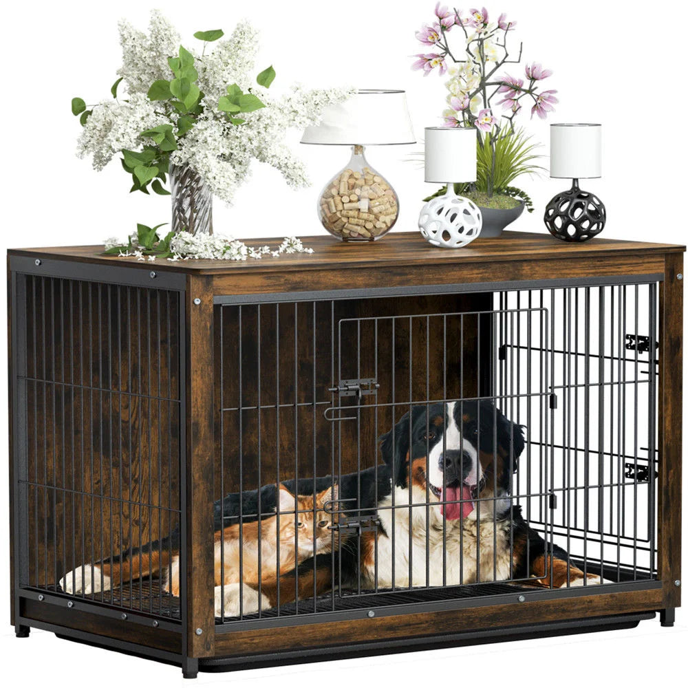 Large Wooden Dog Crate Kennel End