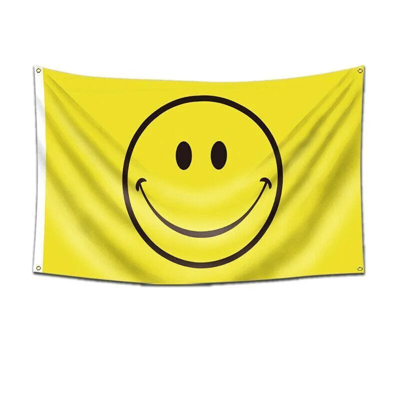 Large Yellow Smiley Face Flag Heavy Duty Outdoor Happy 90 X