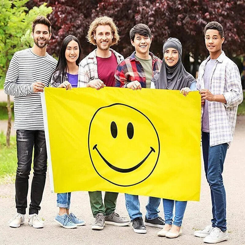 Large Yellow Smiley Face Flag Heavy Duty Outdoor Happy 90 X
