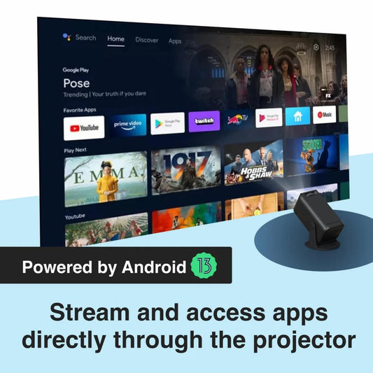 Laser 1080p Android Multi-Angle LED Projector Black - Audio