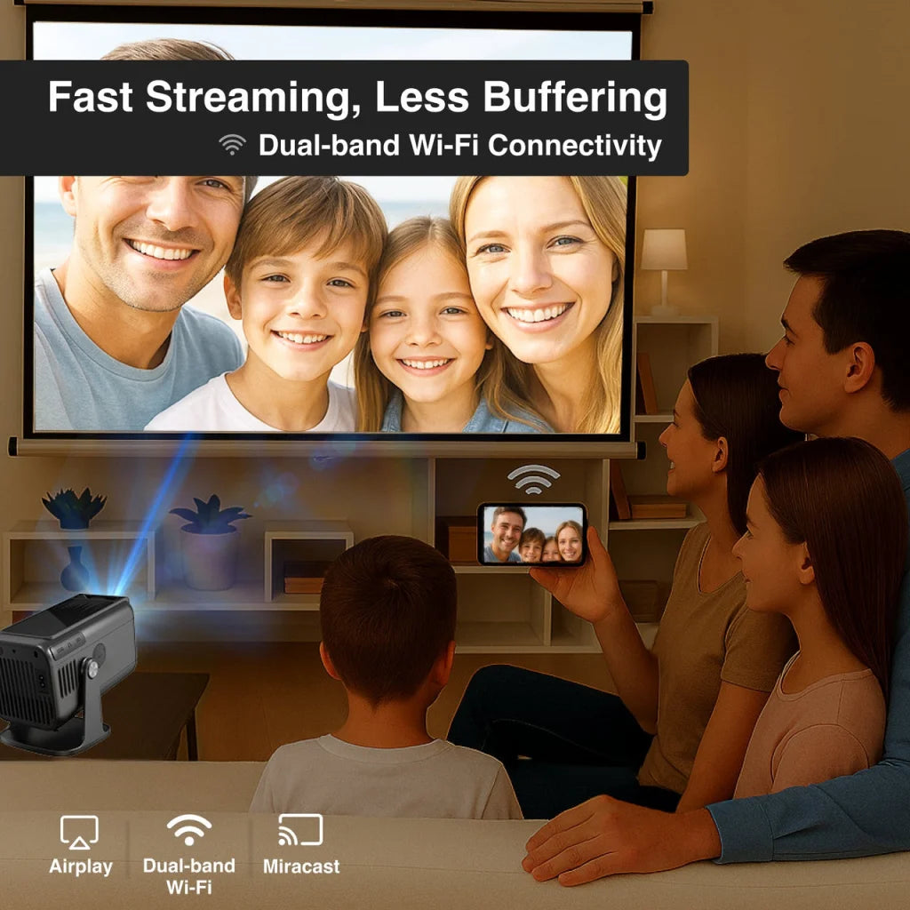 Laser 1080p Android Multi-Angle LED Projector Black - Audio