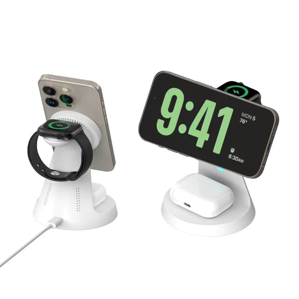 Laser 3 in 1 Wireless Charging Stand White - Electronics >