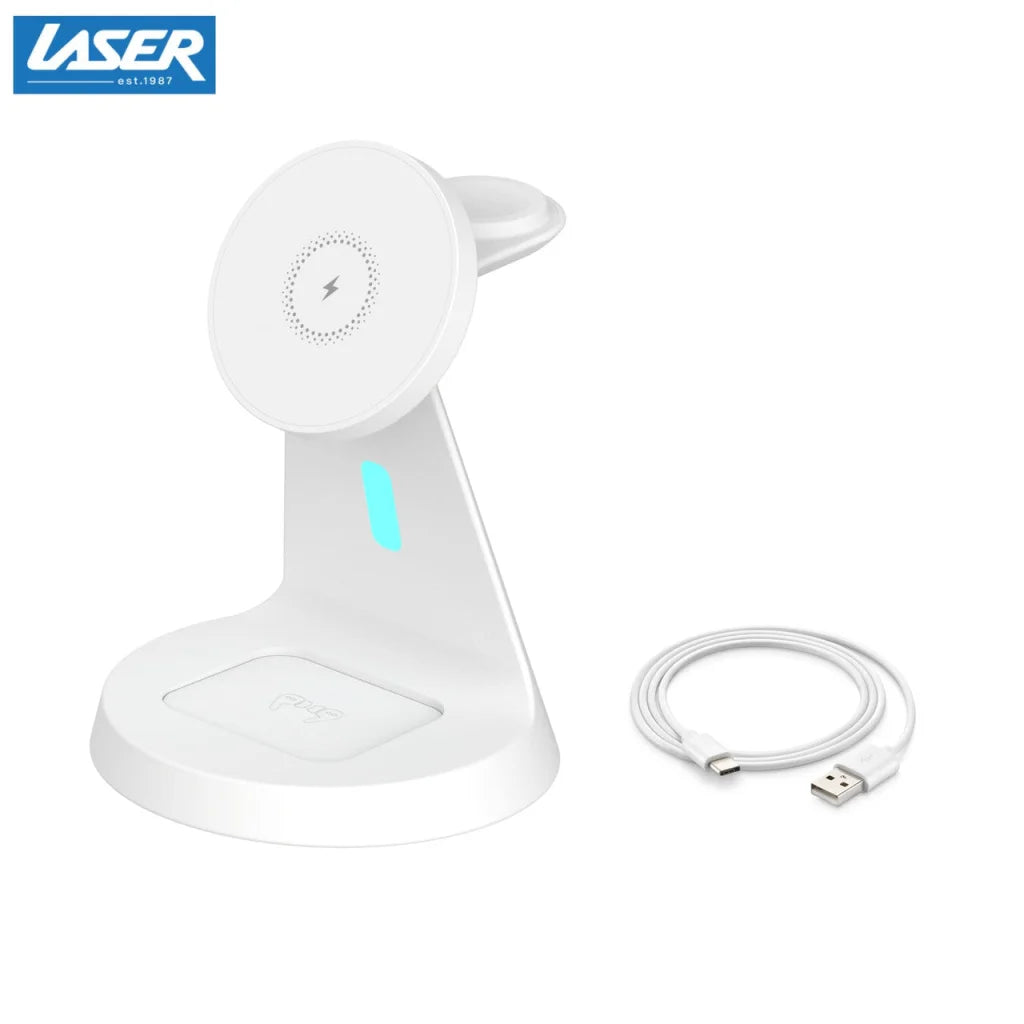 Laser 3 in 1 Wireless Charging Stand White - Electronics >