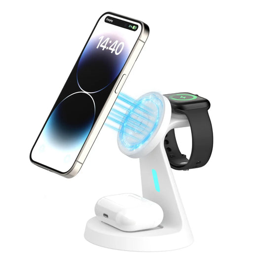 Laser 3 in 1 Wireless Charging Stand White - Electronics >