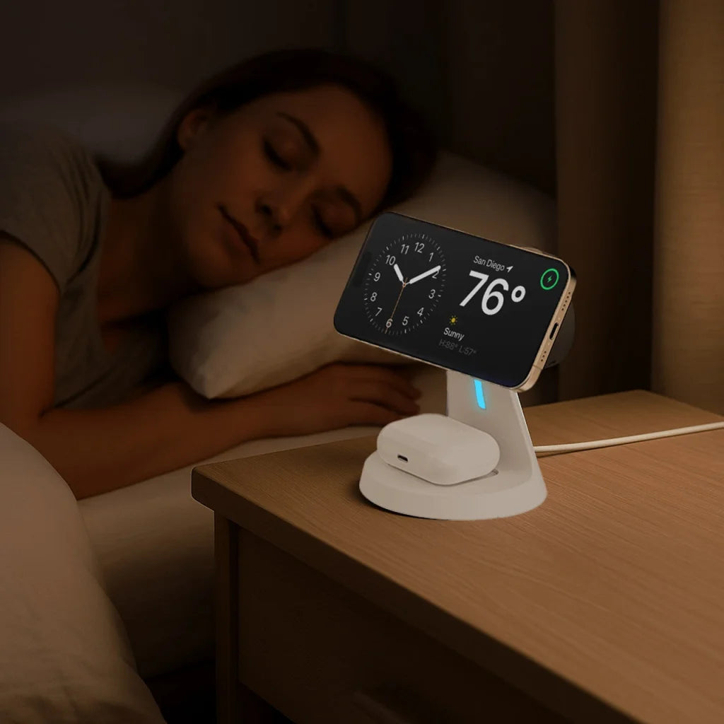 Laser 3 in 1 Wireless Charging Stand White - Electronics >