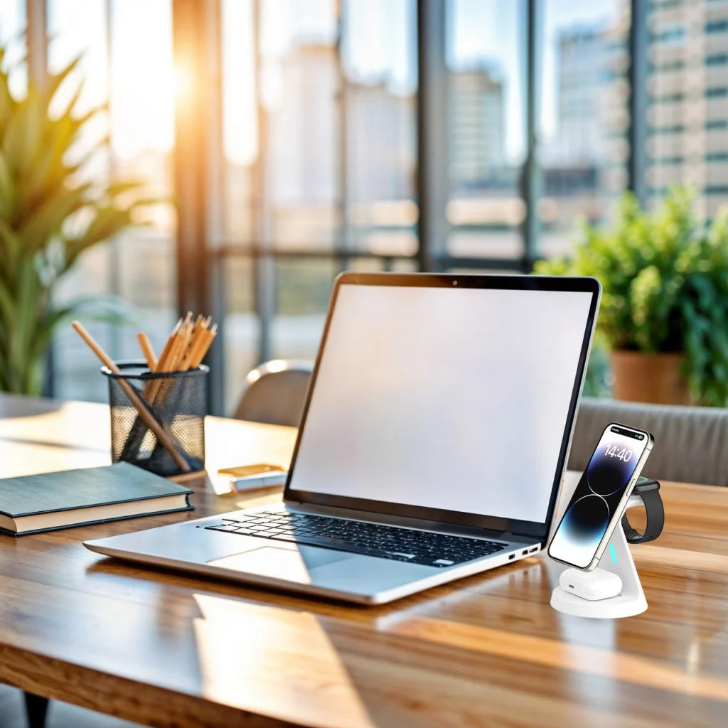 Laser 3 in 1 Wireless Charging Stand White - Electronics >