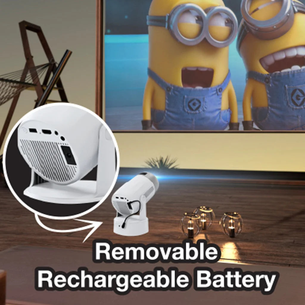 Laser Android LED Projector with Battery 1080p - Audio &