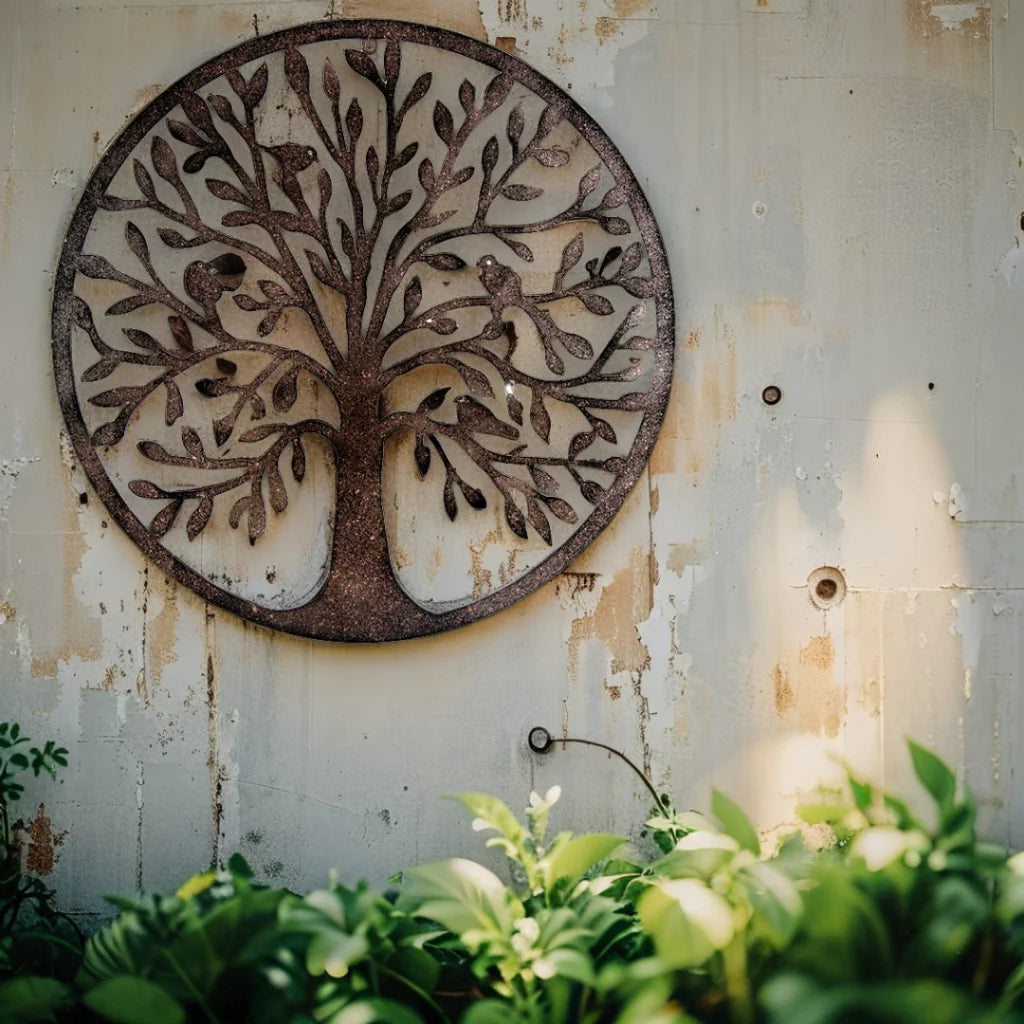 Laser Cut Round Tree Of Life w Birds Wall Art 60cm - Home &