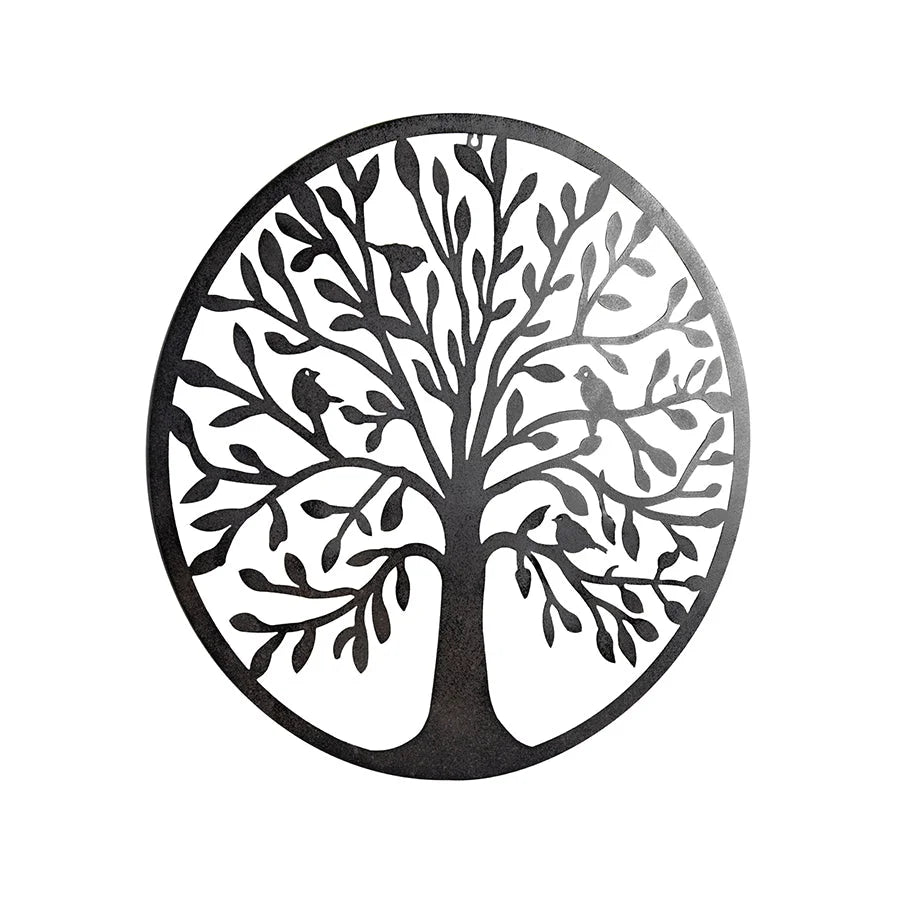 Laser Cut Round Tree Of Life w Birds Wall Art 60cm - Home &