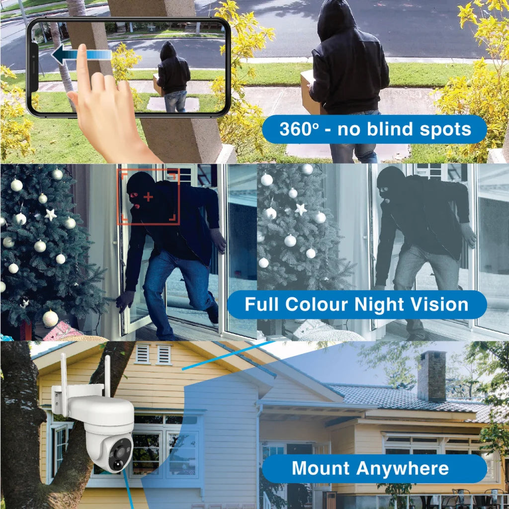 Laser FHD Outdoor Pan Tilt Camera Solar White - Electronics