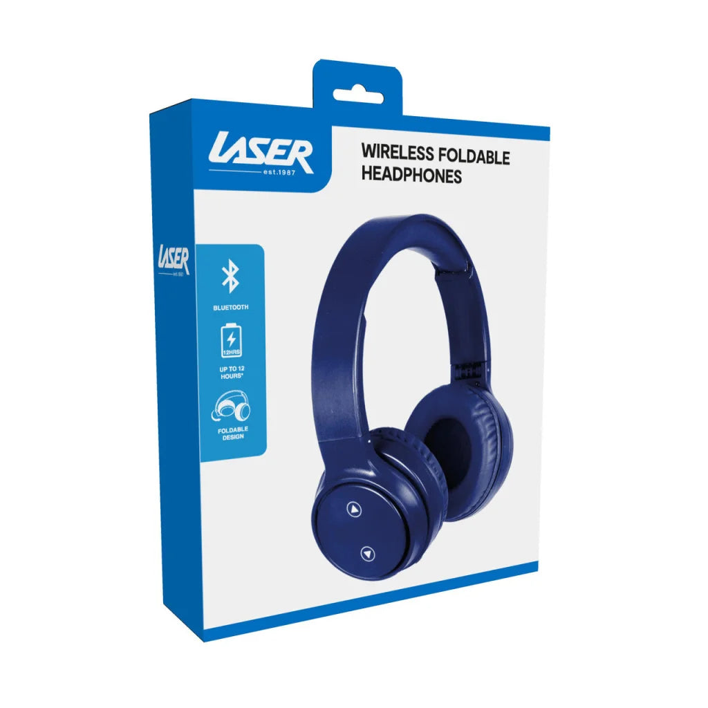 Foldable Bluetooth Headphones Mic Navy Blue Electronics Earphones Over Laser