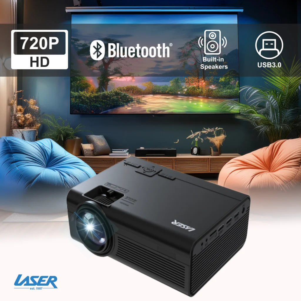 Laser HD Projector with Bluetooth & HDMI - Audio & Video >
