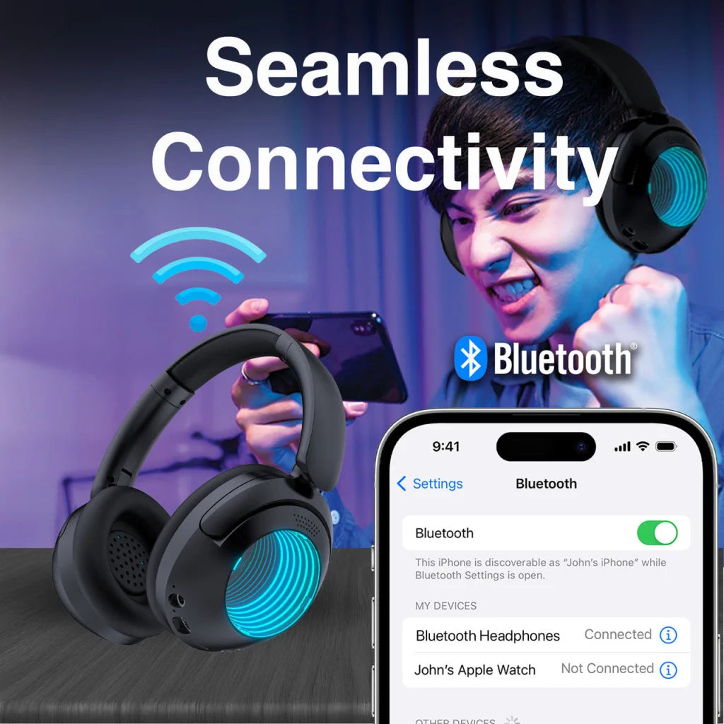 Laser Infinity Light Bluetooth Headphones - Electronics >
