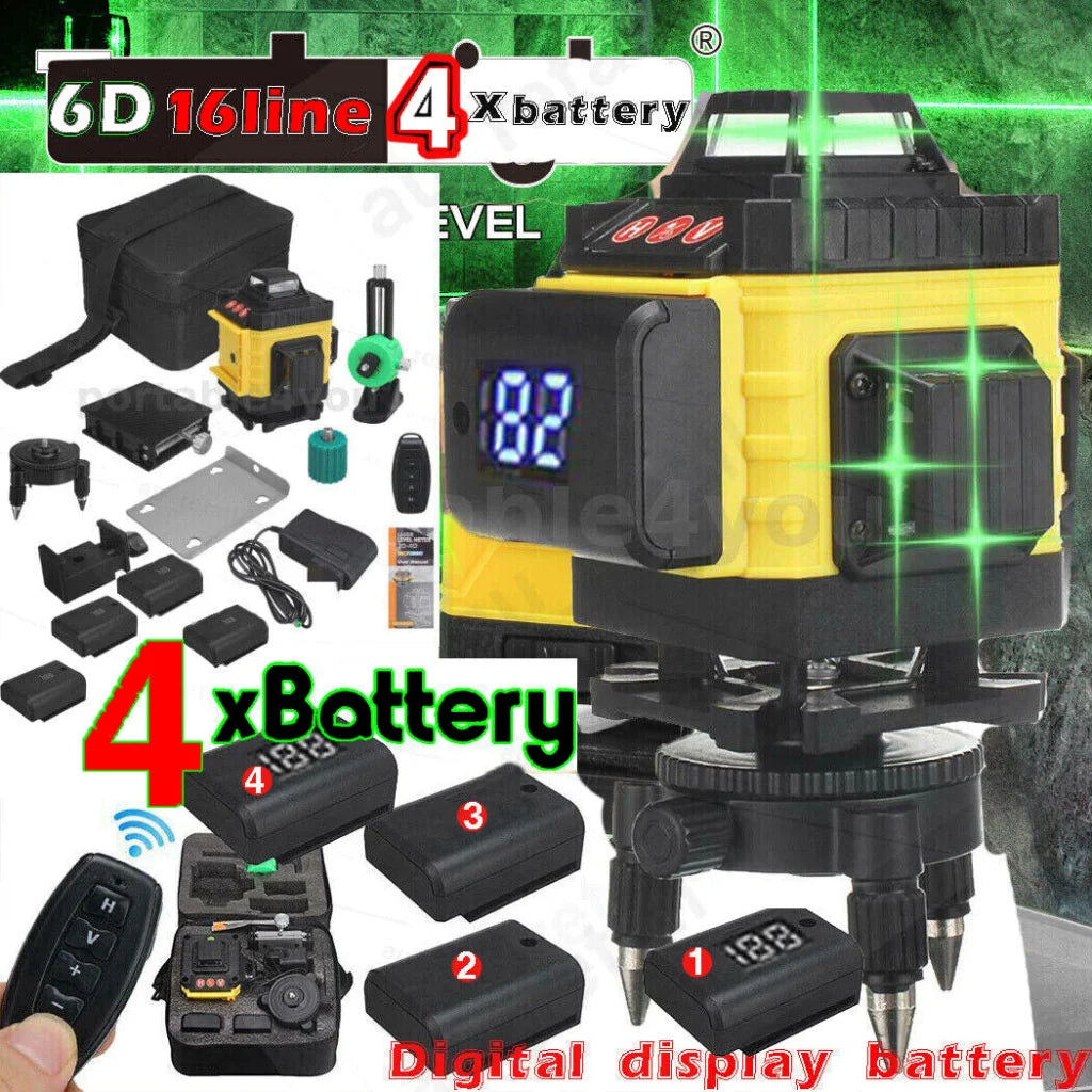 Laser Level 16 Line 4D Green Auto Self-Leveling 360 Degree