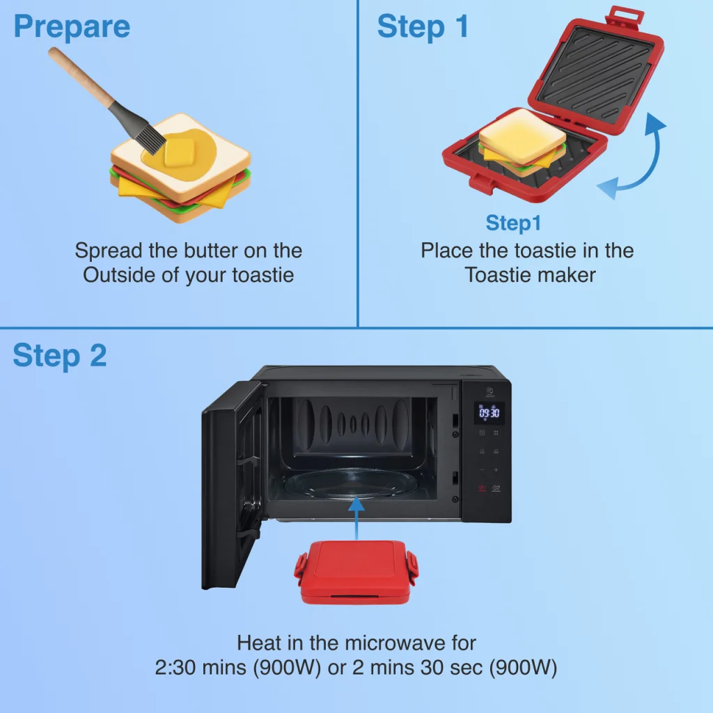 Laser Microwave Toastie Maker with Heatwave Tech Red