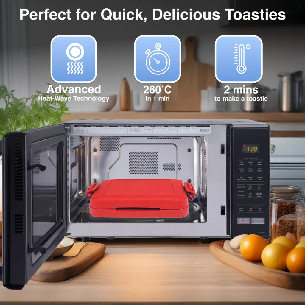 Laser Microwave Toastie Maker with Heatwave Tech Red