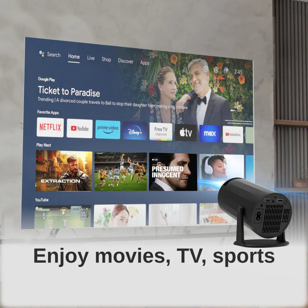 Laser Multi Angle Android LED Projector Black - Audio &