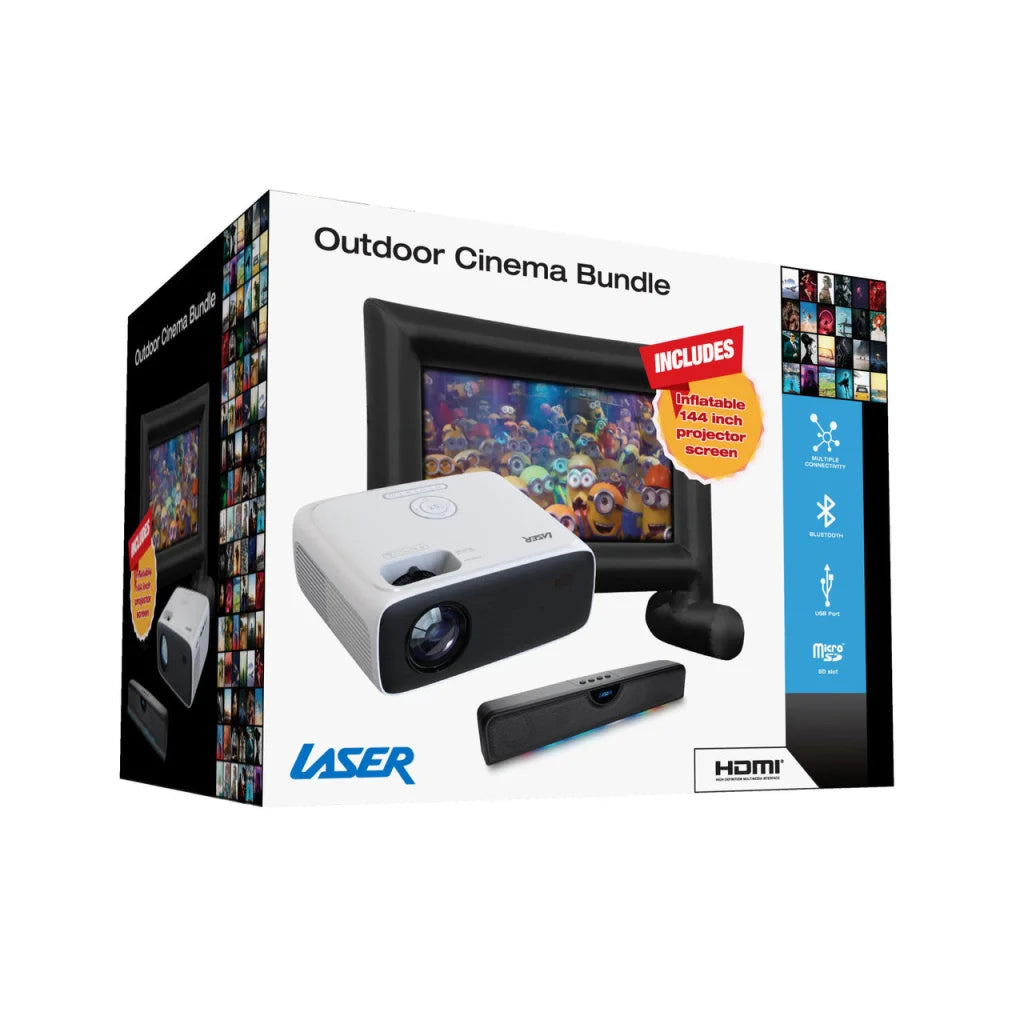 Laser Outdoor Cinema: Full HD Projector 144’’ Screen &