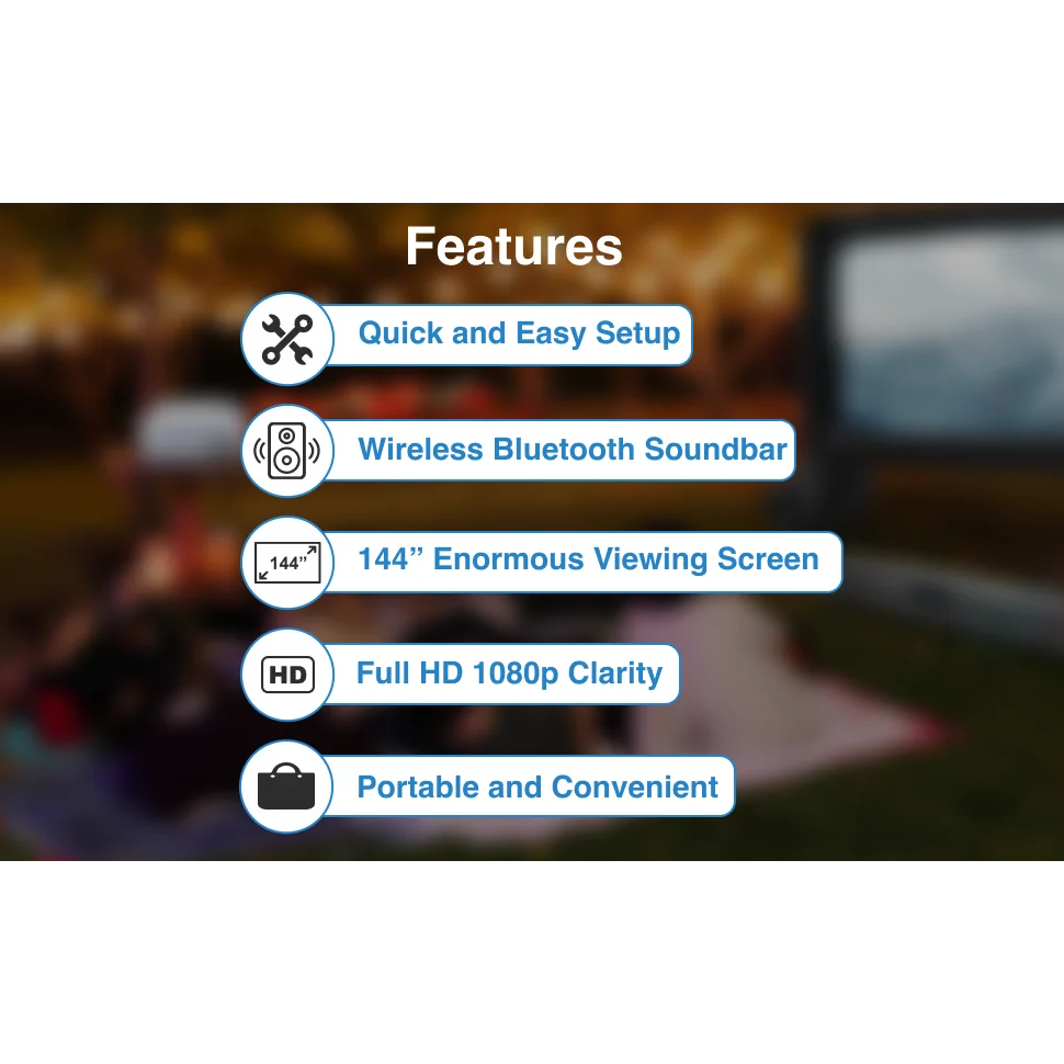 Laser Outdoor Cinema: Full HD Projector 144’’ Screen &