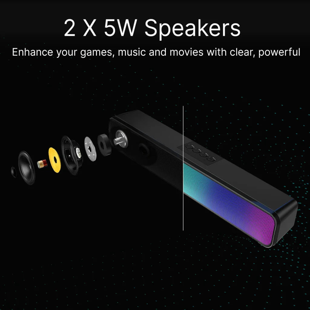 Laser RGB Bluetooth Gaming Soundbar Black - Audio & Video >