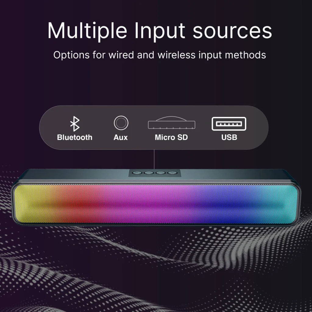 Laser RGB Bluetooth Gaming Soundbar Black audio video speakers