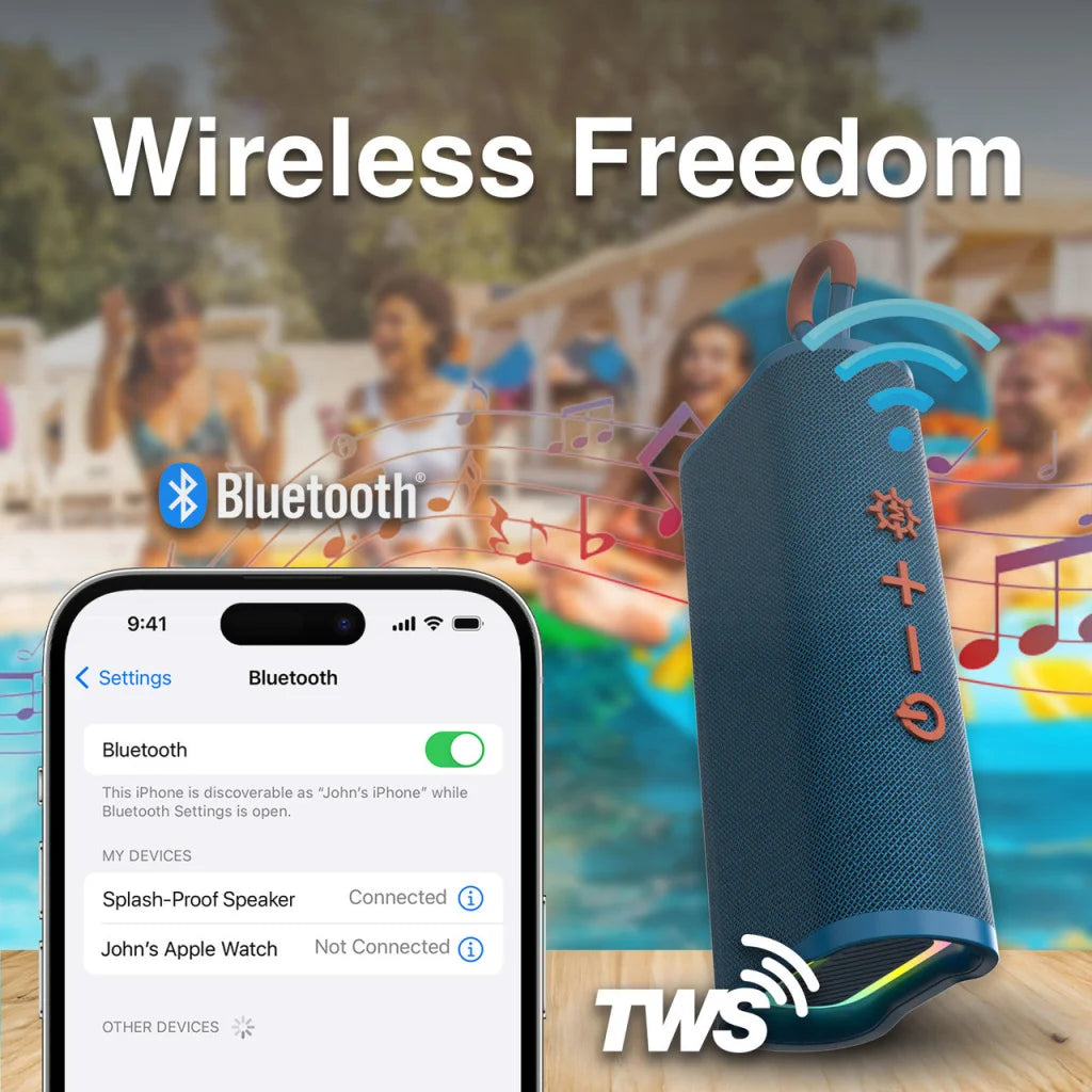 Laser Splash Proof Bluetooth Speaker Blue - Audio & Video >