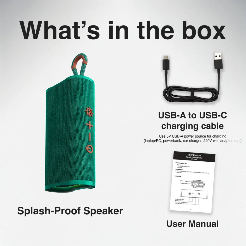 Laser Splash Proof Bluetooth Speaker Green - Audio & Video