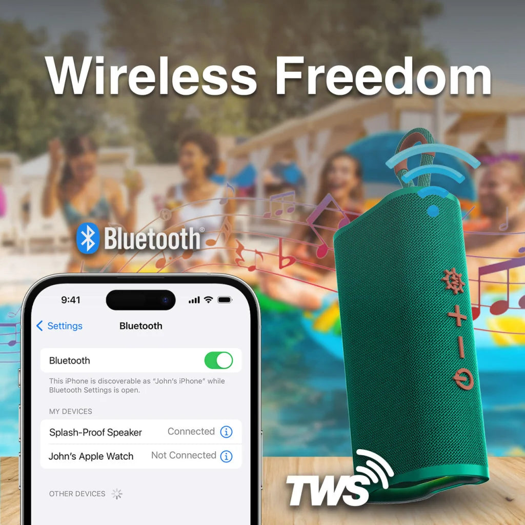Laser Splash Proof Bluetooth Speaker Green - Audio & Video