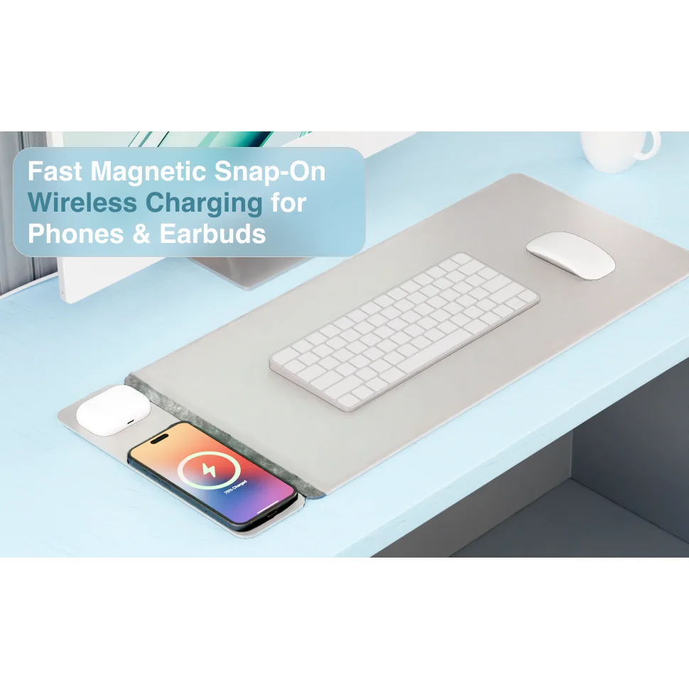Laser wireless charging with matching accessories and clear item layout