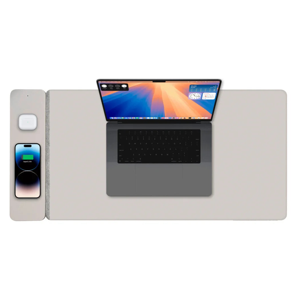 Laser Wireless Charging Desk Mat Grey electronics computers