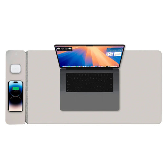Laser Wireless Charging Desk Mat Grey electronics computers