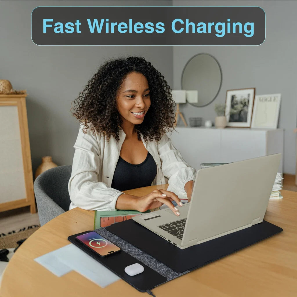 Black laser wireless charging with laptop sleeve up