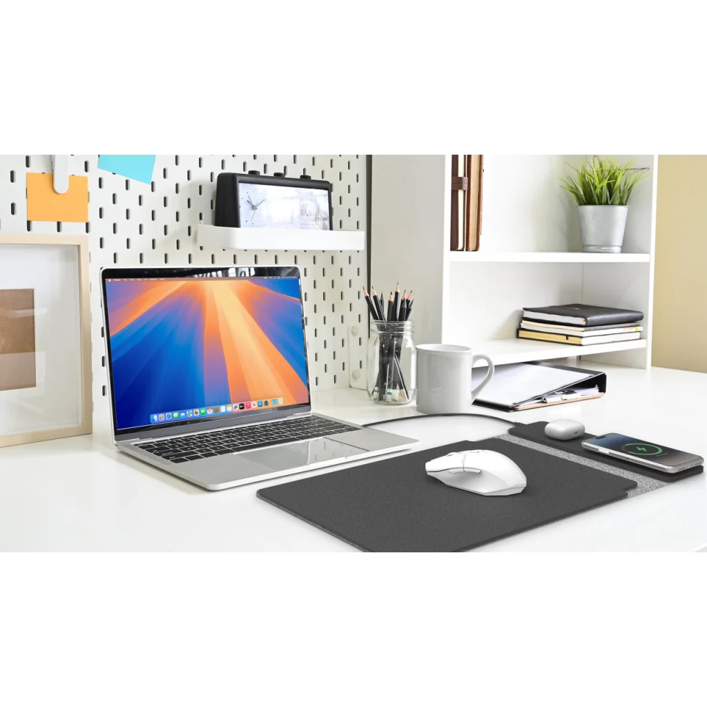 Black laser wireless charging with storage shelves and support legs