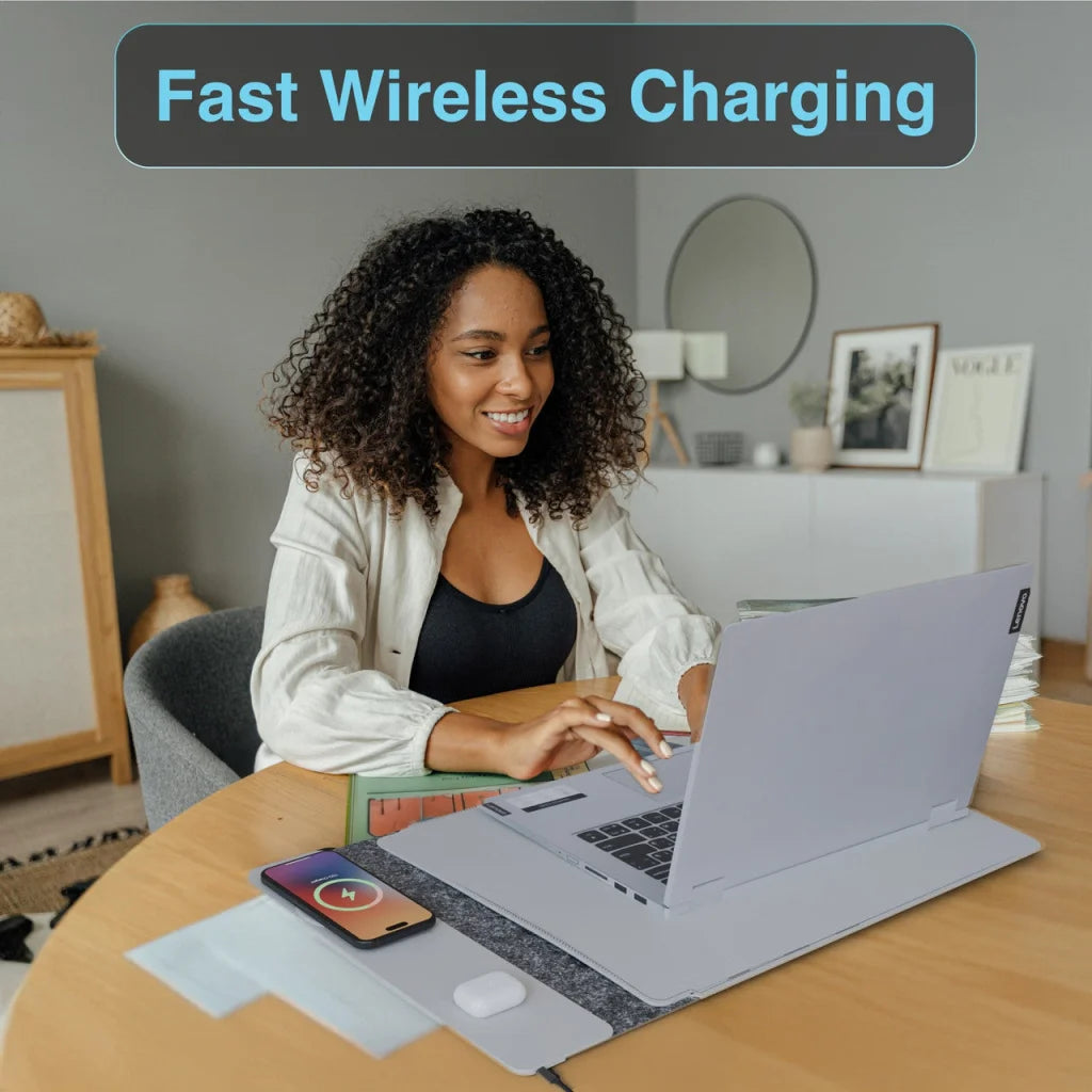 Laser Wireless Charging Laptop Sleeve Up to 16 Inch Grey