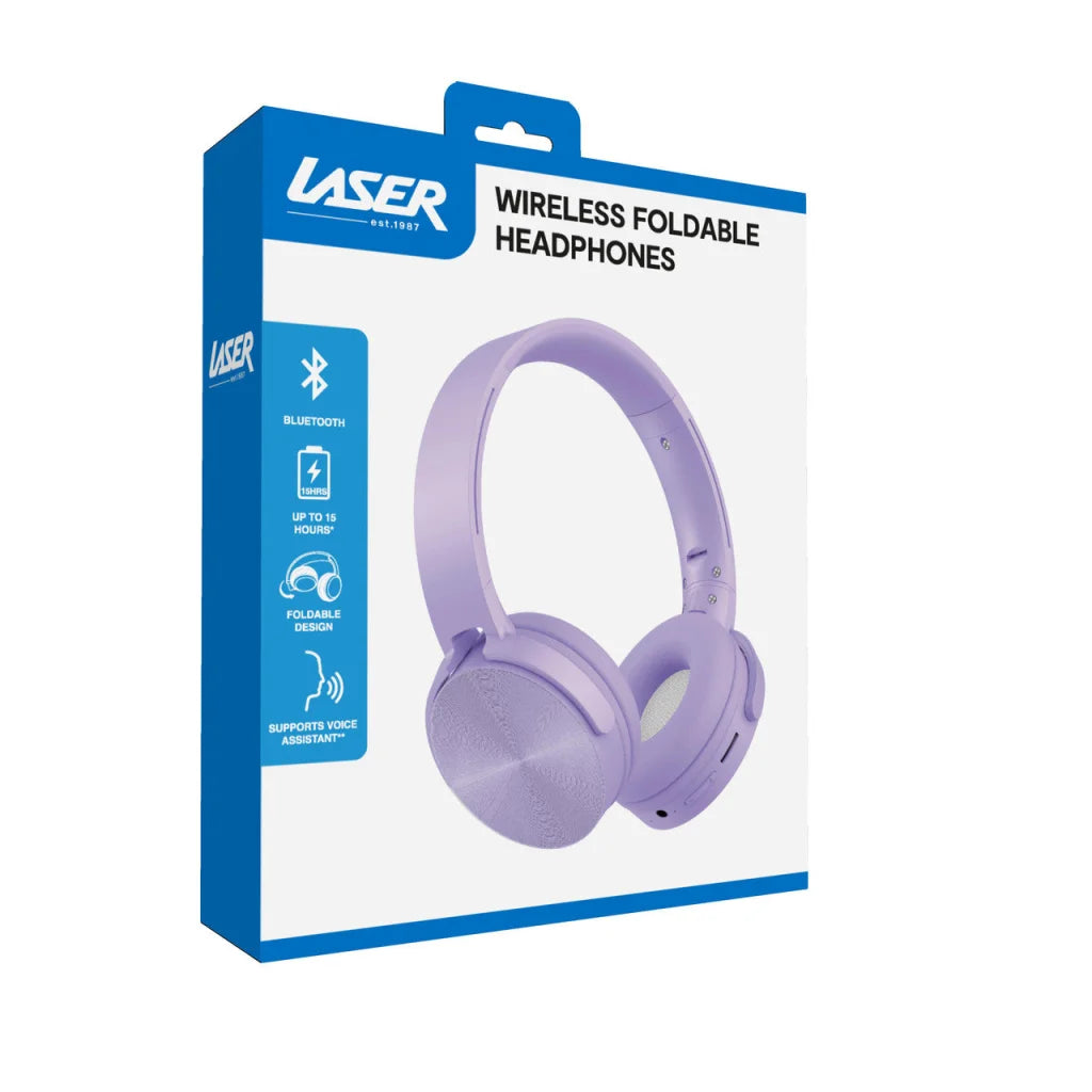 Laser Wireless Foldable Headphones Purple - Electronics >