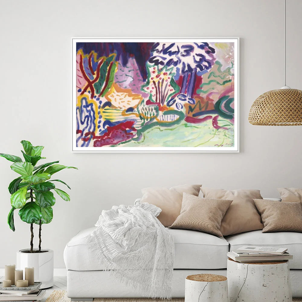 Late Summer Wall Art Canvas 90cmx135cm White Frame - Home &