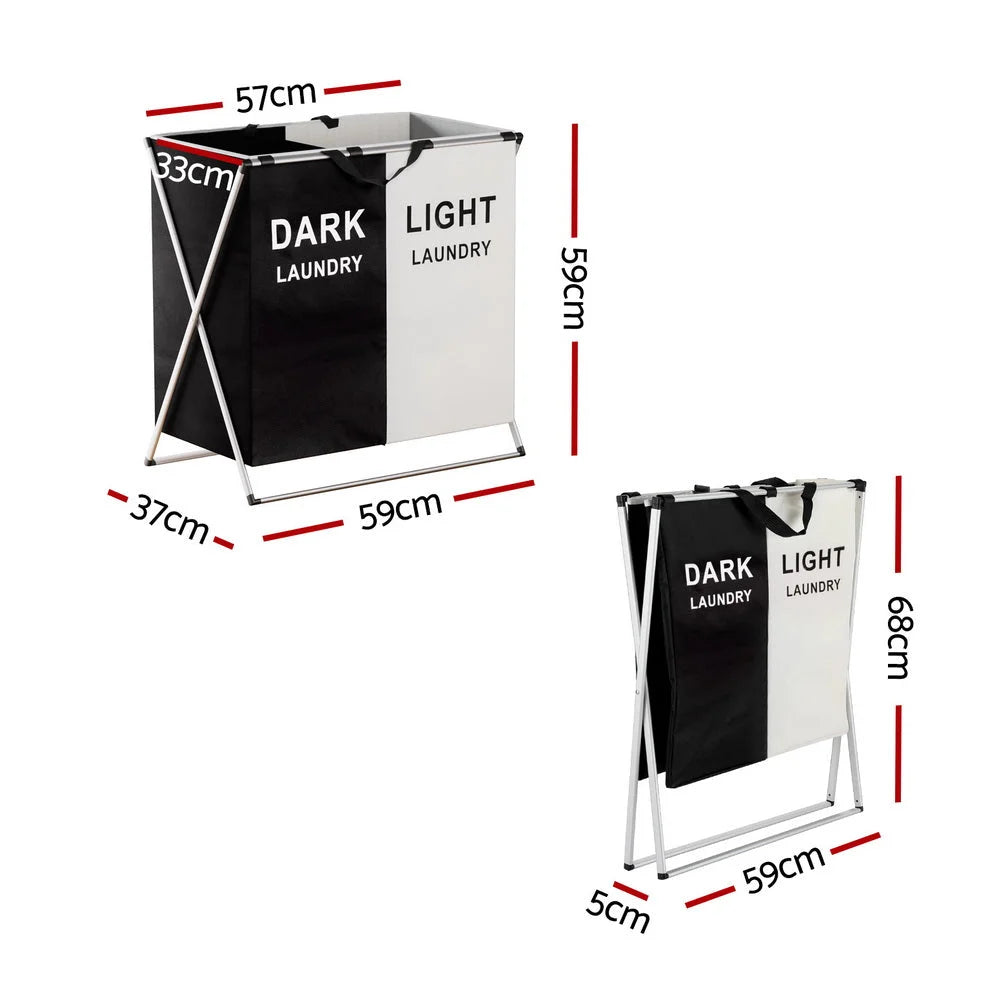 Laundry hamper with foldable fabric bin and side handles