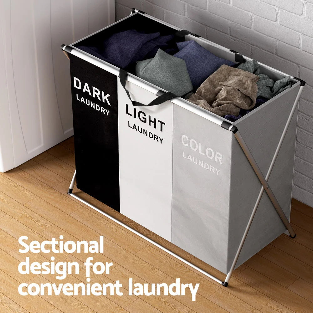 Laundry basket hamper with product-specific shape and colour cues